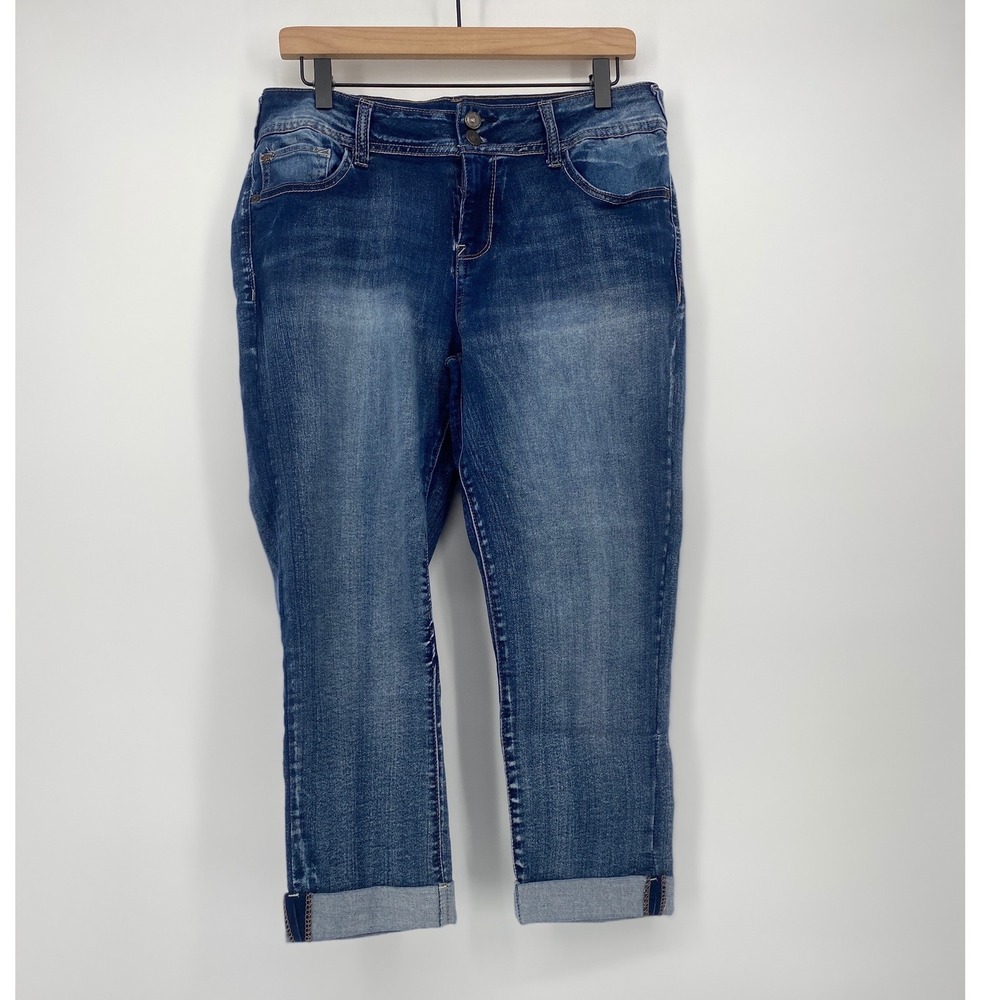 Wallflower Ultra Fit Cropped Jeans Womens 13 Blue Medium Wash Stretch Cuffed